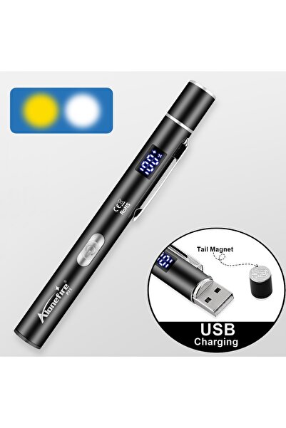 Choice مصباح يدوي صغير 2 في 1 مزود ببطارية ليثيوم أيون وشاشة LCD سوداء، يعمل ...