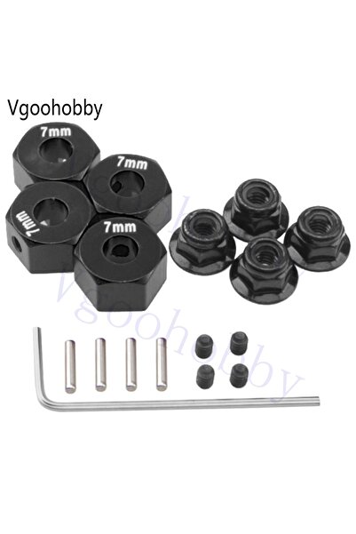 Choice محاور عجلات سداسية سوداء معدنية مقاس 12 مم، محولات قيادة بسماكة 7 مم م...