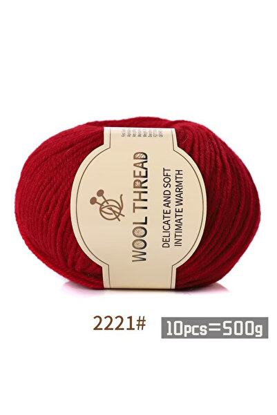 Choice 2221 أحمر داكن 500 غرام 290 خيوط صوف ألبكة ممشط متوسطة الخشونة، دافئة ...