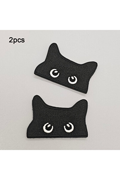 Choice رقعة مطرزة كبيرة الحجم بتصميم قطة سوداء لطيفة، قطعتان، نصف قطعة، مزودة...