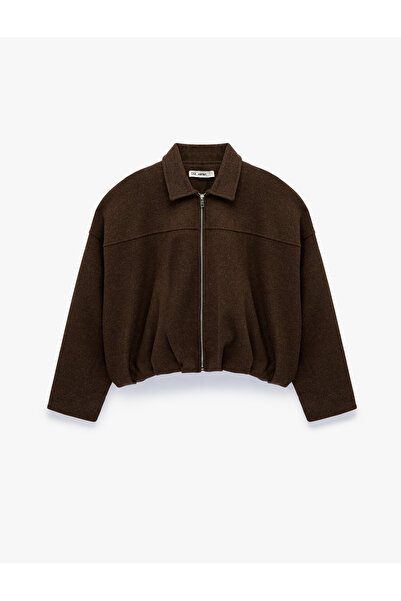 Koton Zippered Long Sleeve Classic Collar Bomber Jacket