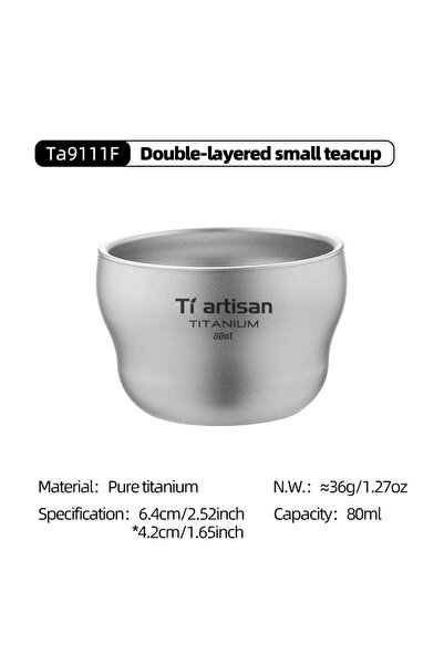 Choice Sandblasted Tiartisan Titanium 80ml Double Layer Gourd Shape Teacup Ou...