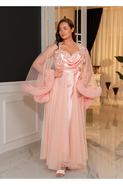 Limas lingerie Special Design Tulle, 2-Piece Long Dressing Gown with Diamond ...