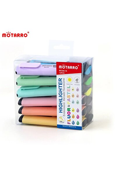 Choice MC045-16 MOTARRO 12Pcs Pvc Box Markers Fluorescent Colors Tiny Highlig...