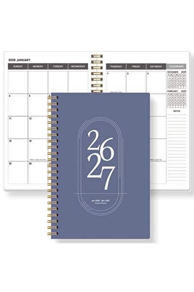 Choice مخطط أسبوعي وشهري A5 أزرق 2026-2027 - من يناير 2026 إلى ديسمبر 2027، م...