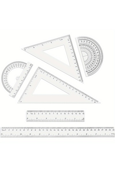 Choice Clear 6-Piece Geometry Tools – Clear Plastic, Dual Measurements, Ruler...
