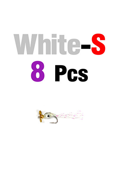 Choice طُعم صيد أبيض ثلاثي الأبعاد بعيون لامعة، مزين بترتر على شكل مروحة، طُع...