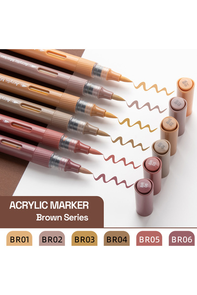 Choice مجموعة أقلام تلوين أكريليك بنية اللون مكونة من 6 قطع، 6/60 لونًا، مجمو...