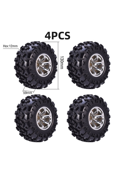 Choice إطارات عجلات Type5 مقاس 130 مم (59 مم) - 4 قطع - محور 12 مم - مقاس 1/1...