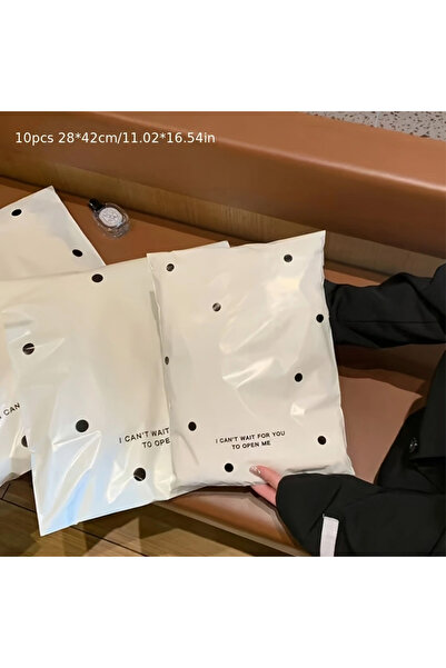 Choice 10PCS 28x42cm 10pcs beige polka dot express delivery bags, gift and cl...