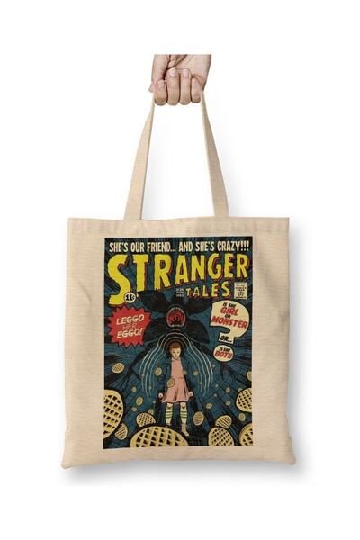 Toyaso Τσάντα αγορών με μακρύ λαβή με αφίσα Stranger Things Τσάντα παραλίας