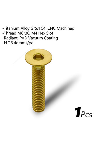Choice مسامير سماعة رأس دراجة هوائية M6-30 ذهبية من KEVLO، مصنوعة من التيتاني...