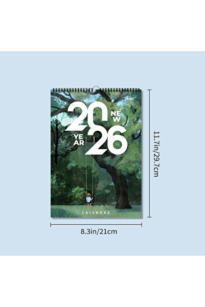 Choice 1pc 1pc Scenic Wall Calendar - Cartoon Landscape Theme, 12 Different D...