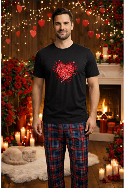 MVRDAR Σετ ανδρικής βαμβακερής πιτζάμας για την Ημέρα του Αγίου Βαλεντίνου, D...