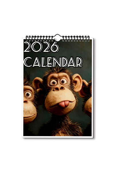 Choice 1PC 1PC 2026 Wall Calendar, Chimpanzee Theme, Minimalist Decor for Hom...