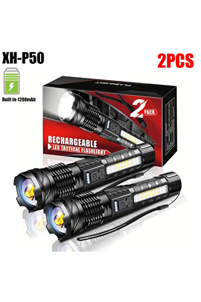 Choice مصباح يدوي قوي XHP50 LED ببطارية 1200 مللي أمبير (قطعتان) يعمل ببطارية...