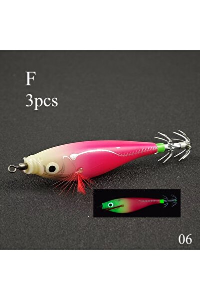 Choice 3pcs-Bait-F-06 Ackibbik 3pcs 10cm Glow Squid Jig Hook Saltwater Lumino...