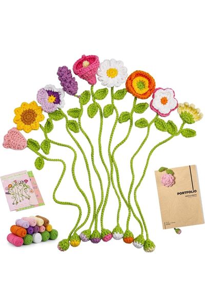 Choice IMAZY Crochet Kit for Beginners Adults 10 Flower Bookmarks Set Include...