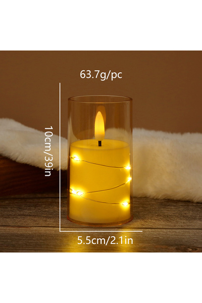 Choice trumpet LED flameless candle with string lights, button battery powere...