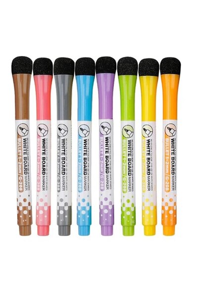 Choice أقلام سبورة بيضاء بثمانية ألوان، قلم مغناطيسي ذو رأس رفيع يعمل بالماء ...