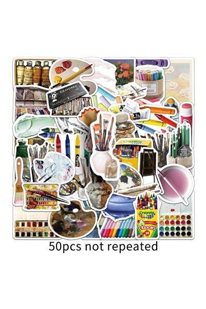 Choice ٥٠ قطعة من ملصقات فنية، فرش طلاء وأدوات رسم، ملصقات فنية إبداعية مقاوم...