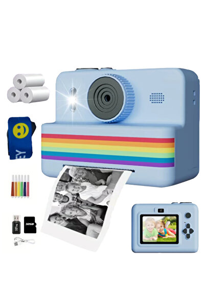 Choice3 كاميرا لعبة زرقاء سماوية بشاشة 2.8 بوصة للطباعة الفورية، مزودة ببطاقة...