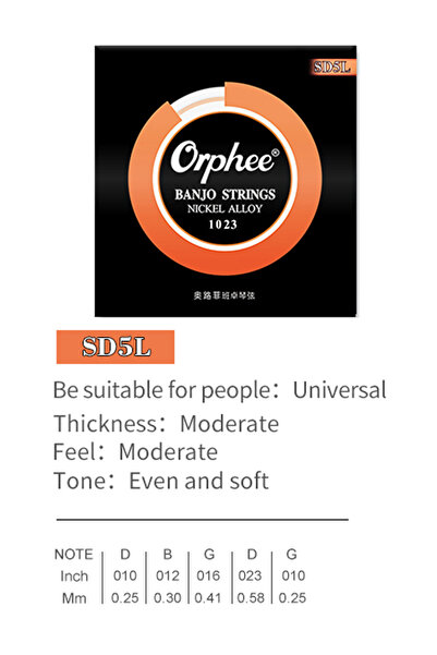 choice2 أوتار بانجو SD5L Orphee 4/5/6، مصنوعة من سبيكة نيكل، قلب فولاذي سداسي...