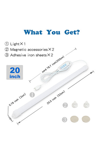Choice 52cm LED Under Cabinet Lighting Magnetic Dormitory Reading Lamp Studen...