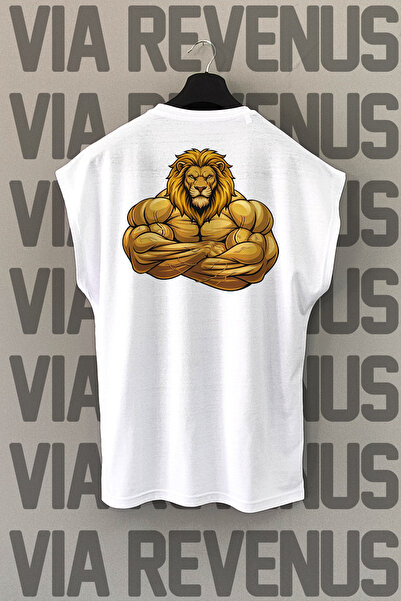 Vordevia Αθλητικό μπλουζάκι Gym Lion Back με τύπωμα με μηδενικό μανίκι 100% β...