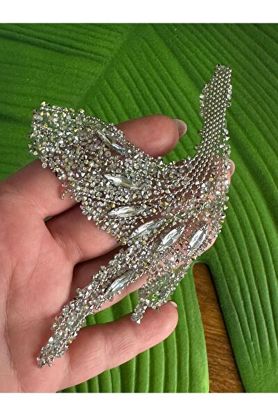 Empressco 12x7 cm taşlı kuş armalı ütüyle yapışan dikiş aksesuarı