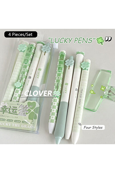 Choice Four-Leaf Clover 4 Pcs/Set Four-Leaf Clover Gel Pens 0.5mm Black Ink Q...