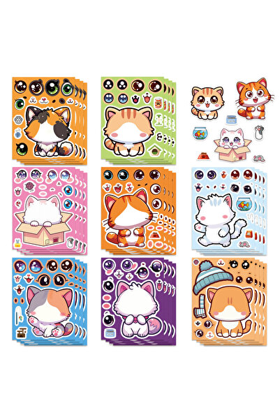 Choice 8Sheets 8 Pcs Cute Kitten Dress-Up Stickers - Cartoon Puzzle Kids' Toy...
