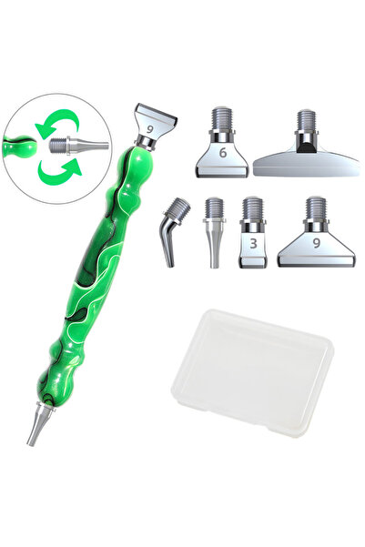 Choice D Green 6 Metal Resin Diamond Paint Brush Kit with 6 Interchangeable T...