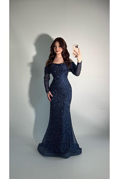 AYŞENUR DİNÇER Angel Madonna Simli Abiye Lacivert