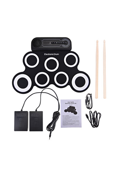 Choice1 طقم طبول إلكتروني أبيض وأسود مع مكبر صوت، طقم طبول يدوي بسبع وسادات، ...