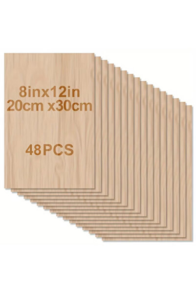 Choice 48 قطعة من الخشب الرقائقي بسمك 2 مم، بأبعاد 30-20 سم، مناسبة للأعمال ا...