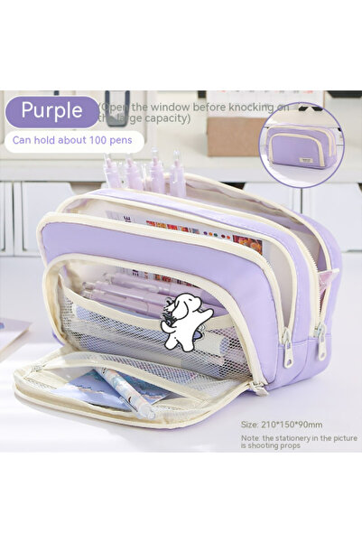 Choice PURPLE A Large-capacity Multi-layer Pencil Case, A Simple Multi-purpos...