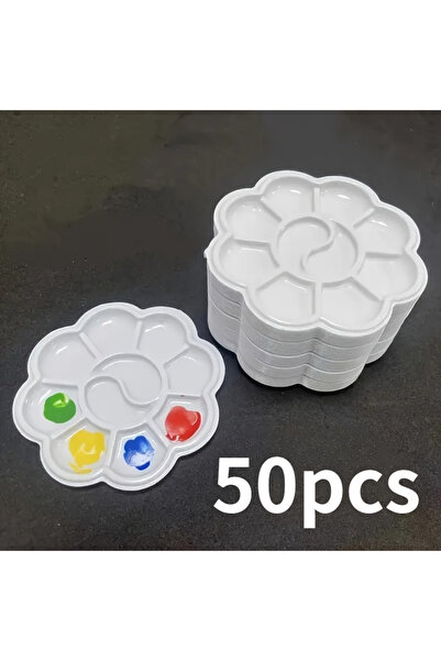 Choice مجموعة 50 قطعة من لوحات الألوان البلاستيكية الصغيرة على شكل زهور، مثال...