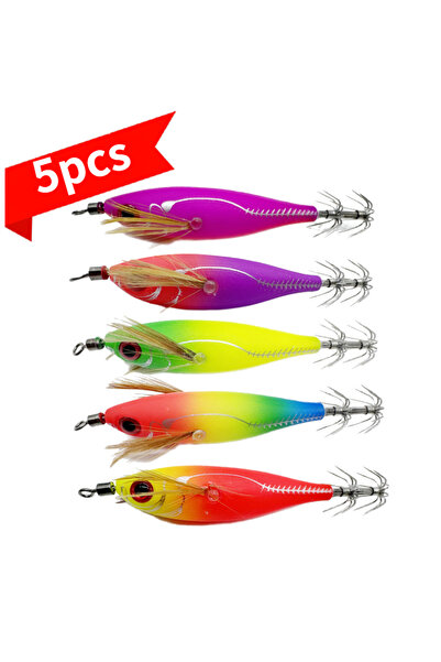 Choice طُعم - 5 قطع، طُعم صيد روبيان وحبار أفقي، طُعم روبيان صناعي، طُعم حبار...