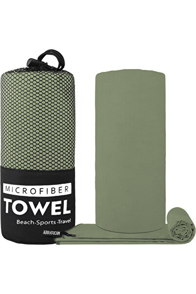 Choice منشفة رياضية سريعة الجفاف بلون أخضر عسكري، مقاس 80×180 سم، مصنوعة من أ...