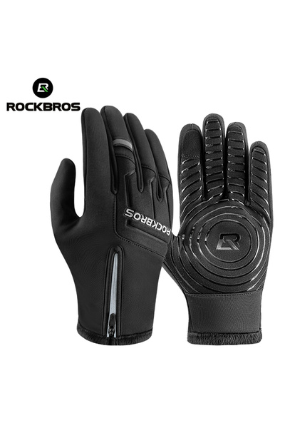 ROCKBROS قفازات شتوية دافئة مقاس XL S317-BK، قفازات ركوب الدراجات الهوائية بش...