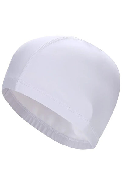 Choice C102-white PU Fabric Swimming Cap Men Women Waterproof Swim Pool Hat W...