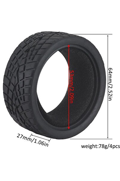 Choice6 إطارات سيارات للطرق المعبدة A11-4 قطع، بمقياس 1:10، مقاس 63-68 مم، عا...