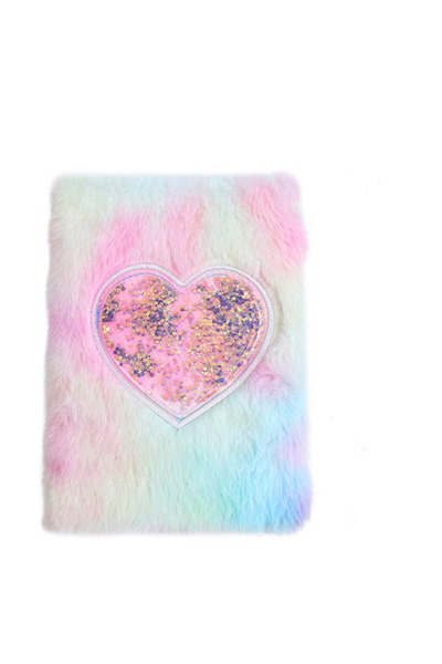 OEM Agenda pufoasa, caiet A5 dictando, cu blanita colorata, roz, cu inima cu ...