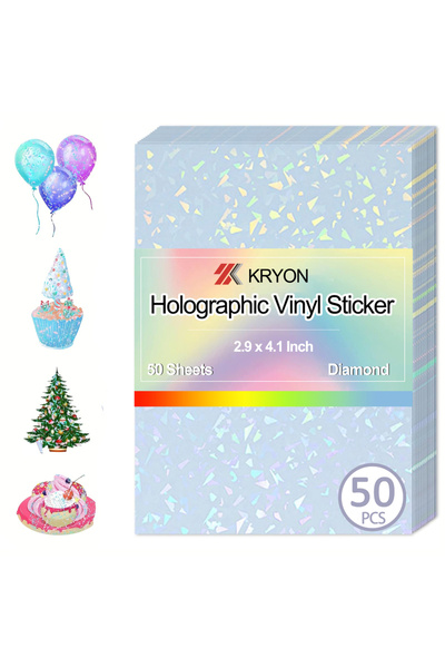Choice 50 Sheets Diamond 2.9 X 4.1 In 50 Sheets - Diamond Holographic Sticker...