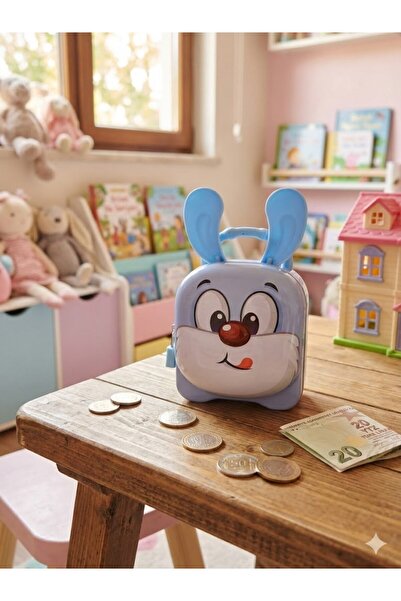 Deco Elit حصالة أرنب واحدة مع قفل ومفتاح - حقيبة توفير ممتعة للأطفال باللون ا...