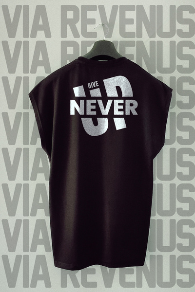 Vordevia Never Give Up Sırt cu imprimeu Sırt cu mâneci zero bumbac 100% Sport...