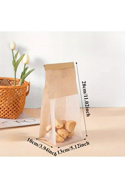 Choice11 10 أكياس بنية اللون - 28×13×10 سم، من 5 إلى 50 حقيبة خبز محمص، سلك م...