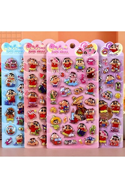 Choice مجموعة من 4 ملصقات ثلاثية الأبعاد جديدة لشين تشان، مناسبة للهواتف المح...