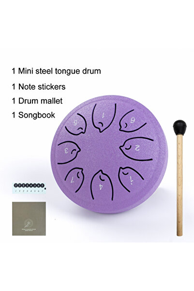 Choice 4.5 inch purple 8 Notes Ethereal Drum Steel Tongue Drum Rain Chime Han...